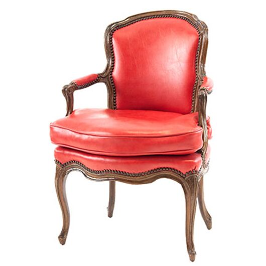 Antique Red Leather Louis Armchair (2) Antique Red Leather Louis Armchair (2)