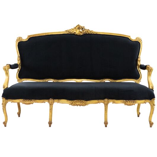 Antique Boudoir Sofa - Black 68"