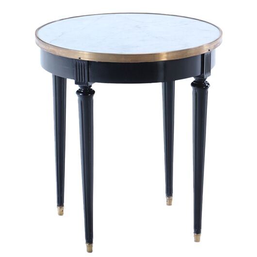 French Ebonized Marble Top End Table (2) French Ebonized Marble Top End Table (2)