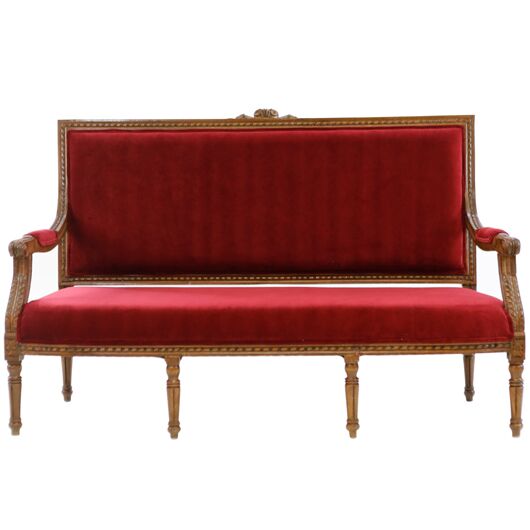 Antique Crimson Red Sofa 62" Antique Crimson Red Sofa 62"