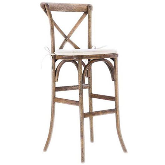 Walnut Cross Back Bar Stool