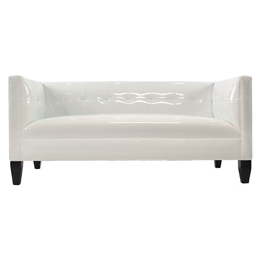 Draper Loveseat - White Patent Leather 68"