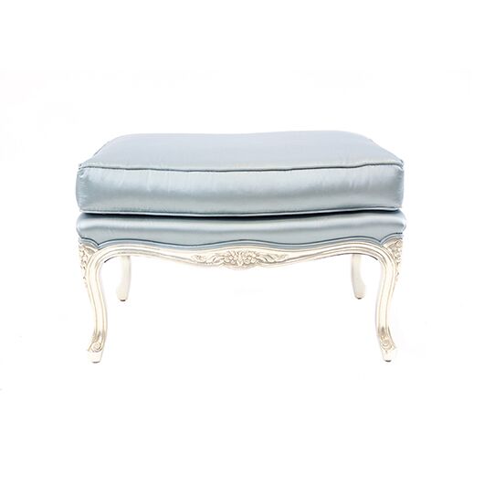 Vintage Blue Satin Ottoman 29"