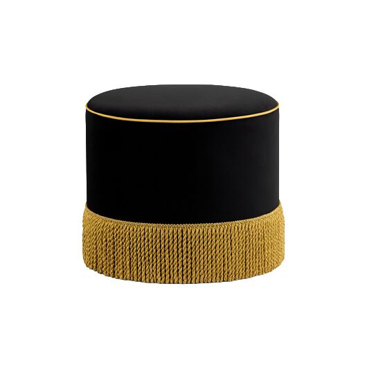 Laurel Fringe Ottoman - Black 19" Laurel Fringe Ottoman - Black 19"