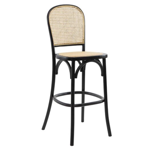 Modern Cane Back Bar Stool - Black Modern Cane Back Bar Stool - Black