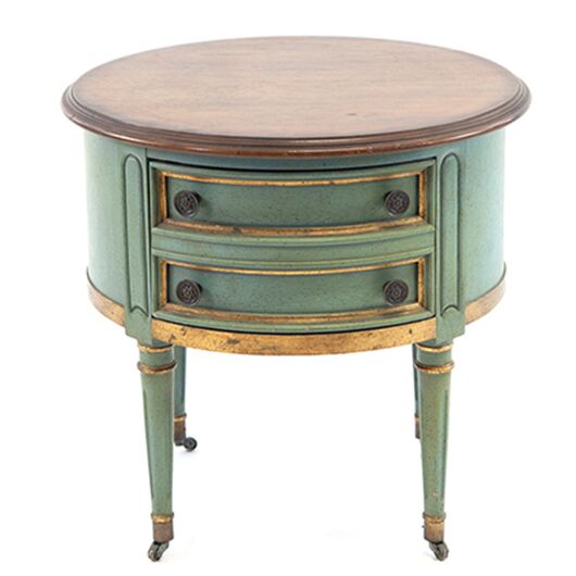 Vintage French Drum End Table (1)