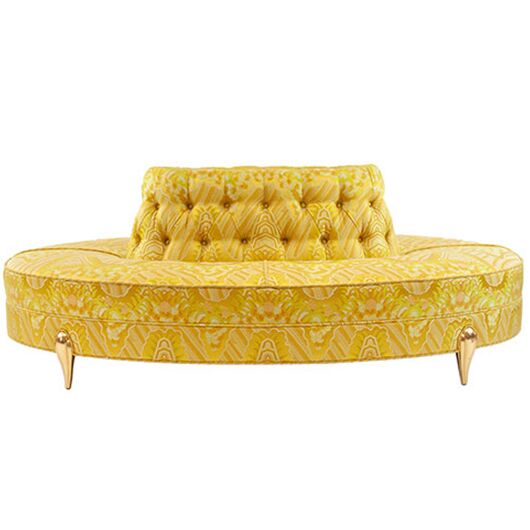 Vintage Yellow Brocade Sofa 76"