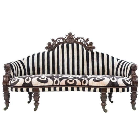 Antique Lion's Head Sofa 80"